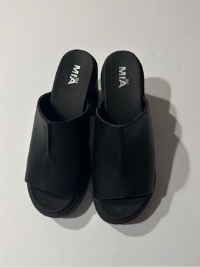 MIA Black Open-Toe Slide Mules